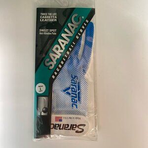 NEW Saranac Raquet Ball Glove Mens Size Large Left USA Made Leather White Blue